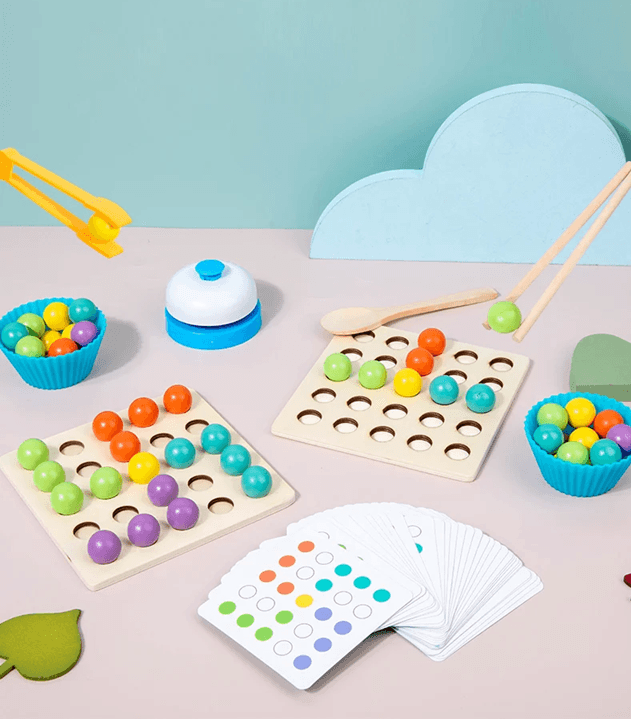 Montessori Wooden Bead Sorting Toy With Clip For Fine Motor Skill Development 3