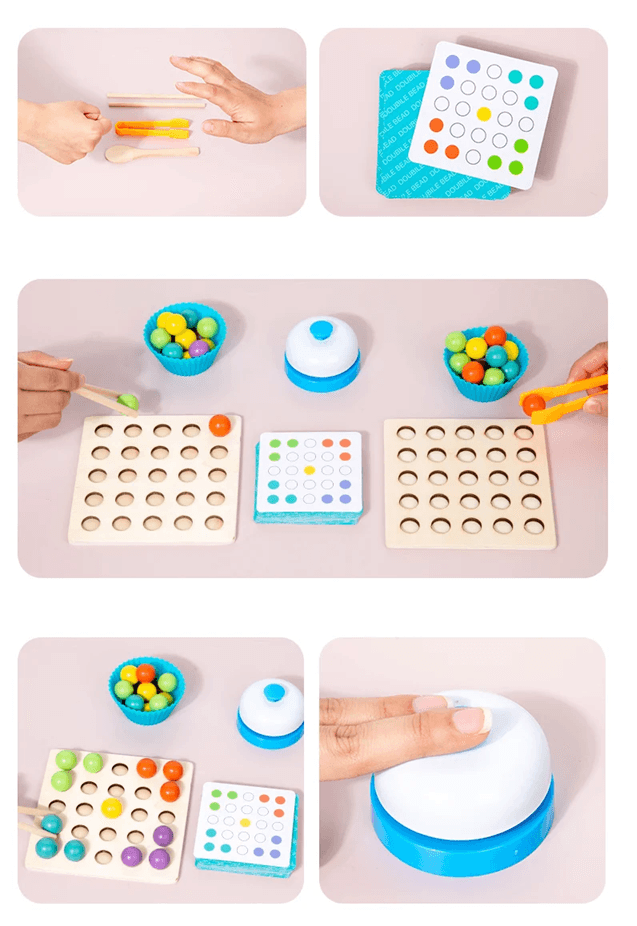 Montessori Wooden Bead Sorting Toy With Clip For Fine Motor Skill Development 4