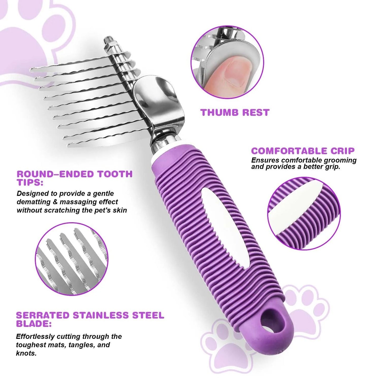 Pet Dematting Comb With Long Safety Blades For Dogs And Cats 2