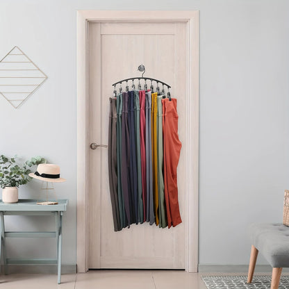 Curved Metal Pants Hanger With 10 Clothespins For Closet Organization 3