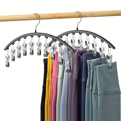 Curved Metal Pants Hanger With 10 Clothespins For Closet Organization 7