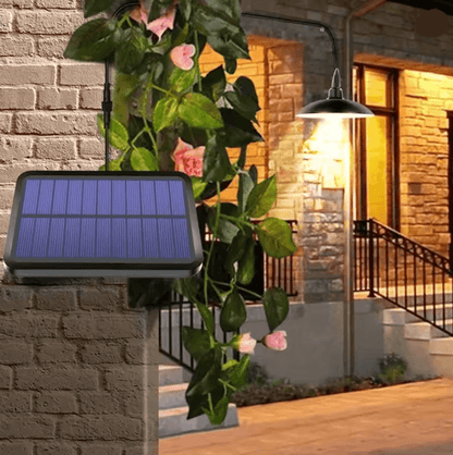 Solar Pendant Light with Remote Control Double Head Waterproof LED Lamp for Indoor and Outdoor Use