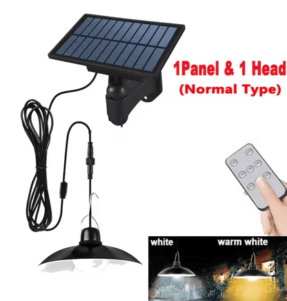 Solar Pendant Light With Remote Control Double Head Waterproof LED Lamp For Indoor And Outdoor Use 3