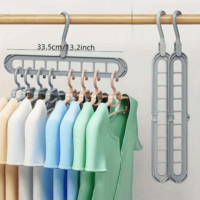 Foldable Space Saving Clothes Hangers With 9 Slots Heavy Duty Closet Organizer Set 1