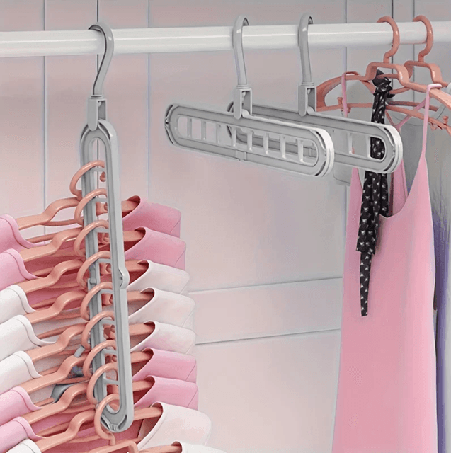 Foldable Space Saving Clothes Hangers With 9 Slots Heavy Duty Closet Organizer Set 3