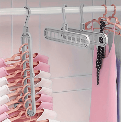 Foldable Space Saving Clothes Hangers With 9 Slots Heavy Duty Closet Organizer Set 3