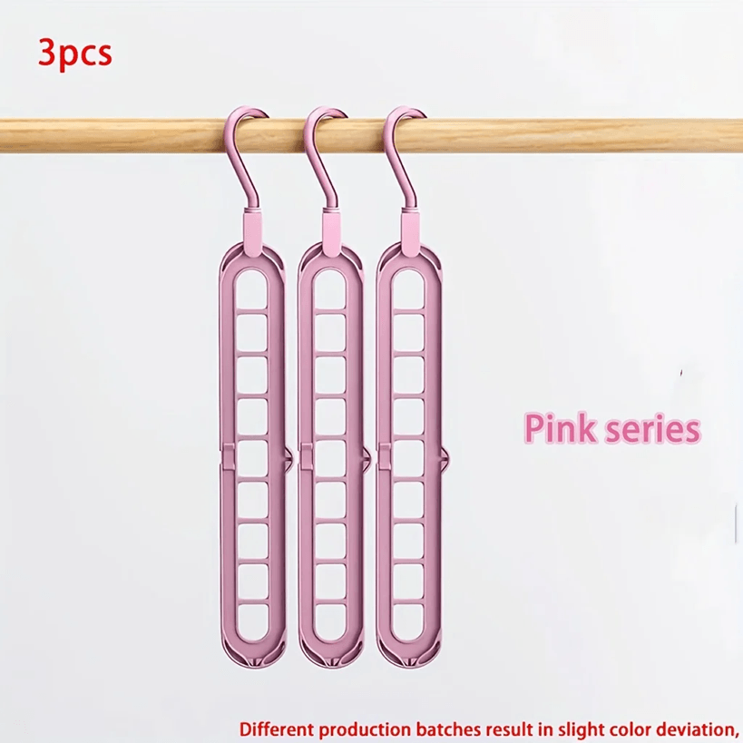 Foldable Space Saving Clothes Hangers With 9 Slots Heavy Duty Closet Organizer Set 7