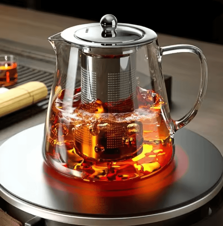 Glass Teapot with Stainless Steel Infuser Heat Resistant Borosilicate Kettle