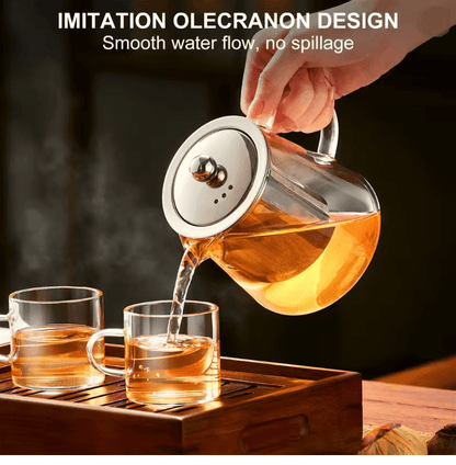 Glass Teapot With Stainless Steel Infuser Heat Resistant Borosilicate Kettle 2