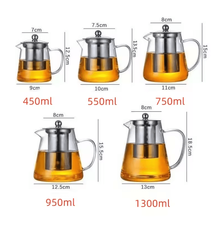Glass Teapot With Stainless Steel Infuser Heat Resistant Borosilicate Kettle 3