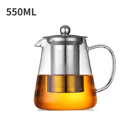 Glass Teapot With Stainless Steel Infuser Heat Resistant Borosilicate Kettle 5