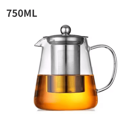 Glass Teapot With Stainless Steel Infuser Heat Resistant Borosilicate Kettle 6
