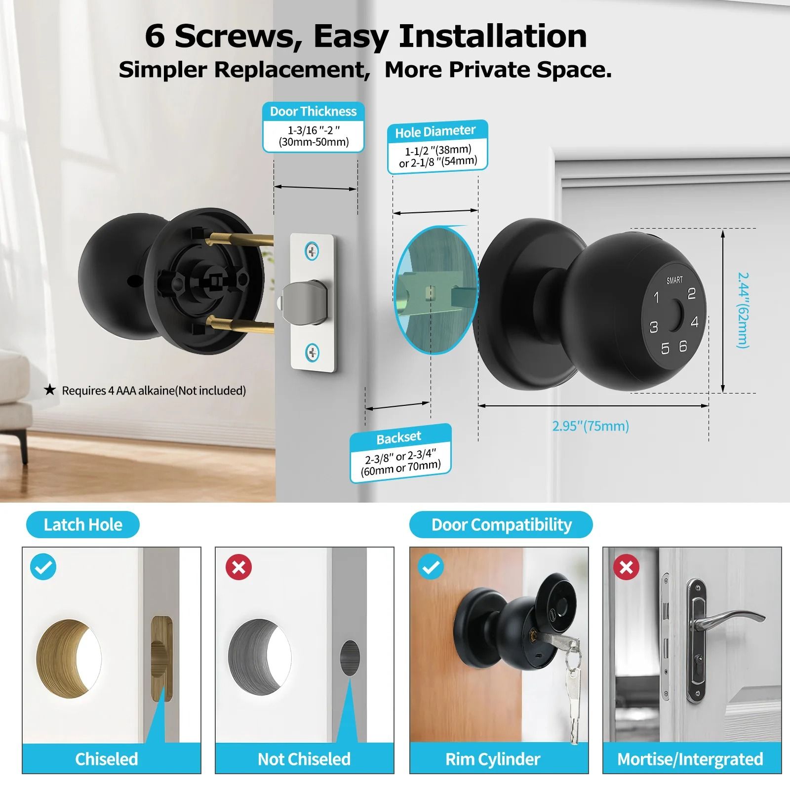 Smart Fingerprint Door Lock With App Control Passcode Unlock And Touchscreen Keypad 3