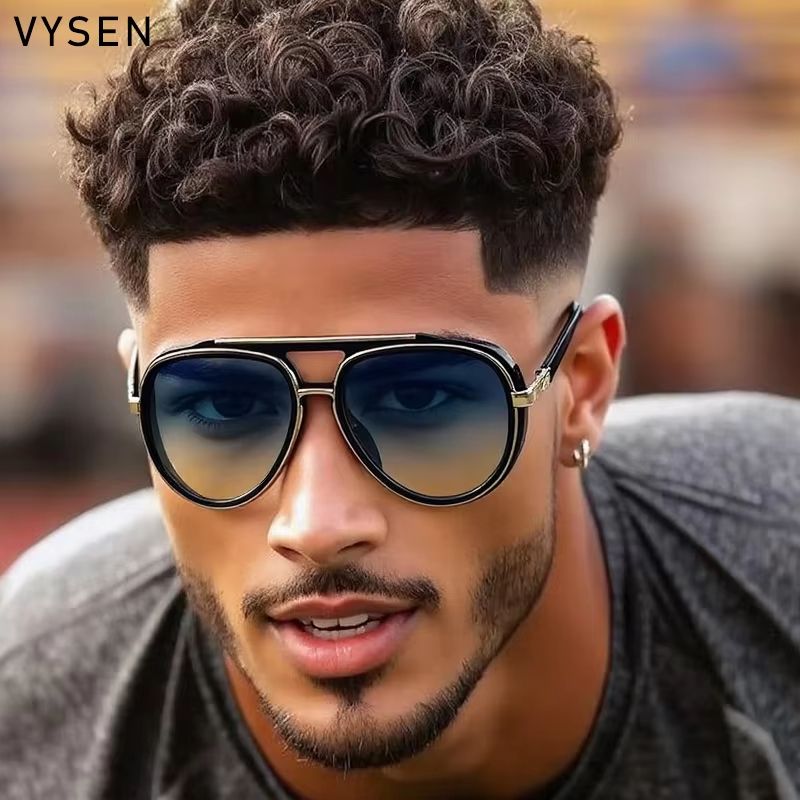 Men's Oversized Polarized Pilot Sunglasses – Luxury Double Beam Vintage Driving Shades