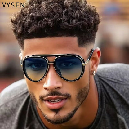Men's Oversized Polarized Pilot Sunglasses – Luxury Double Beam Vintage Driving Shades