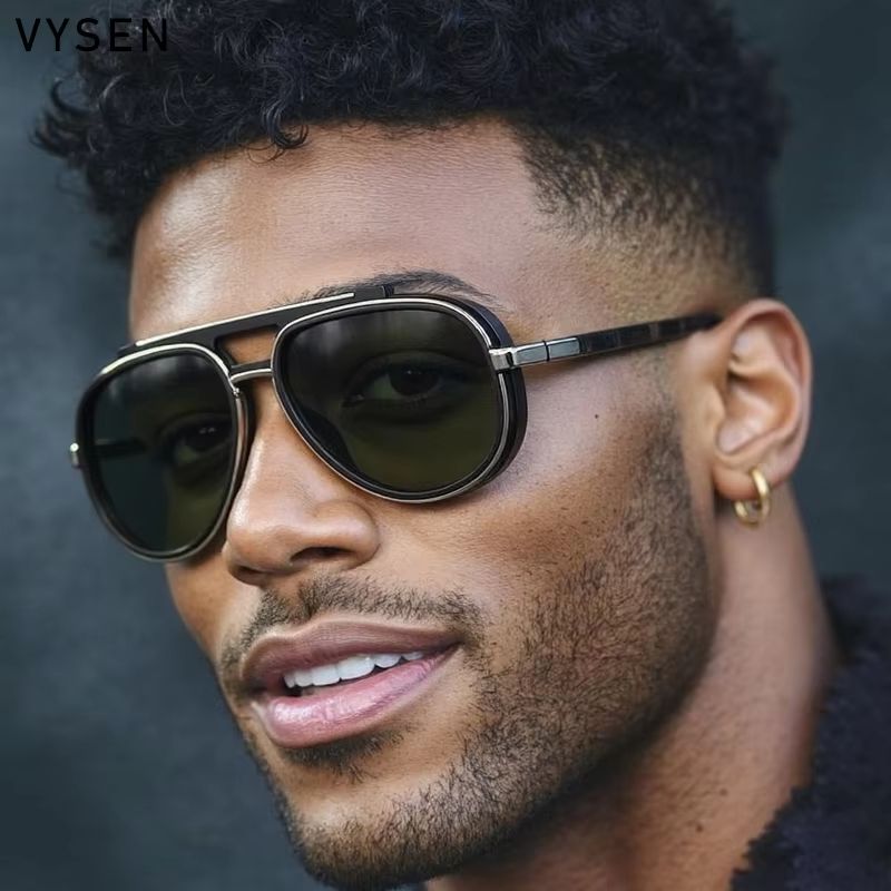 Mens Oversized Polarized Pilot Sunglasses  Luxury Double Beam Vintage Driving Shades 1