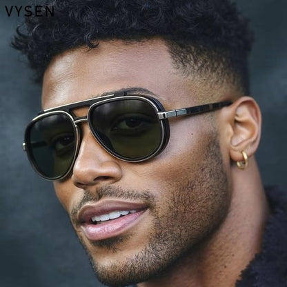 Mens Oversized Polarized Pilot Sunglasses  Luxury Double Beam Vintage Driving Shades 1