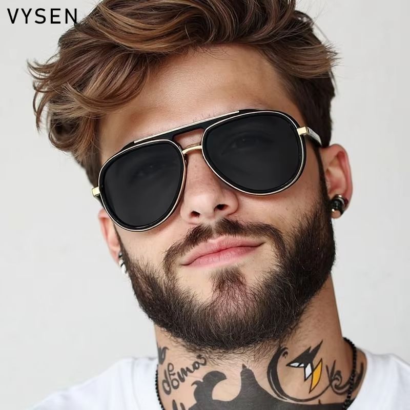 Mens Oversized Polarized Pilot Sunglasses  Luxury Double Beam Vintage Driving Shades 2