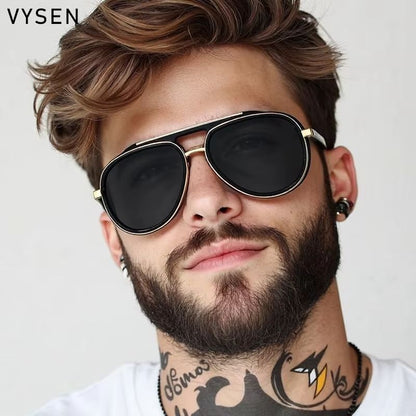 Mens Oversized Polarized Pilot Sunglasses  Luxury Double Beam Vintage Driving Shades 2