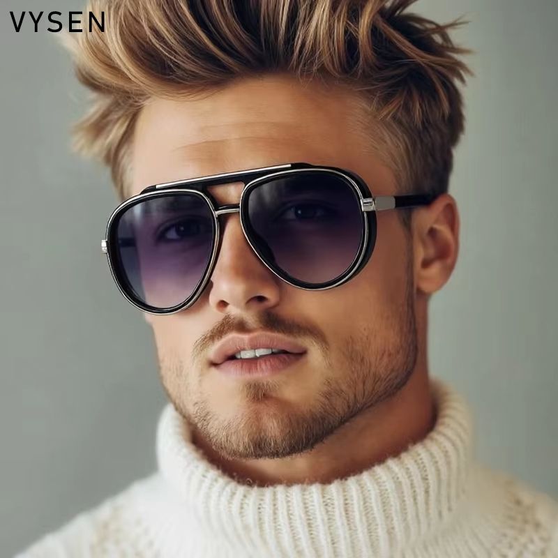 Mens Oversized Polarized Pilot Sunglasses  Luxury Double Beam Vintage Driving Shades 3