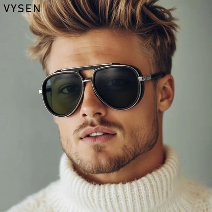 Mens Oversized Polarized Pilot Sunglasses  Luxury Double Beam Vintage Driving Shades 5