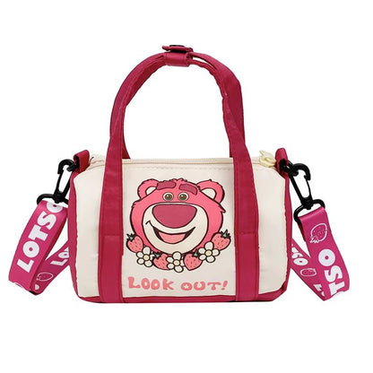 Cartoon Strawberry Bear Canvas Shoulder Bag  Casual Crossbody Tote For Women 7