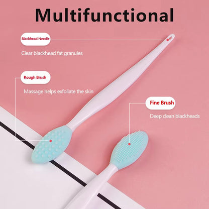 Silicone Face Cleansing Brush With Replacement Heads  Exfoliating Blackhead Removal Tool 2
