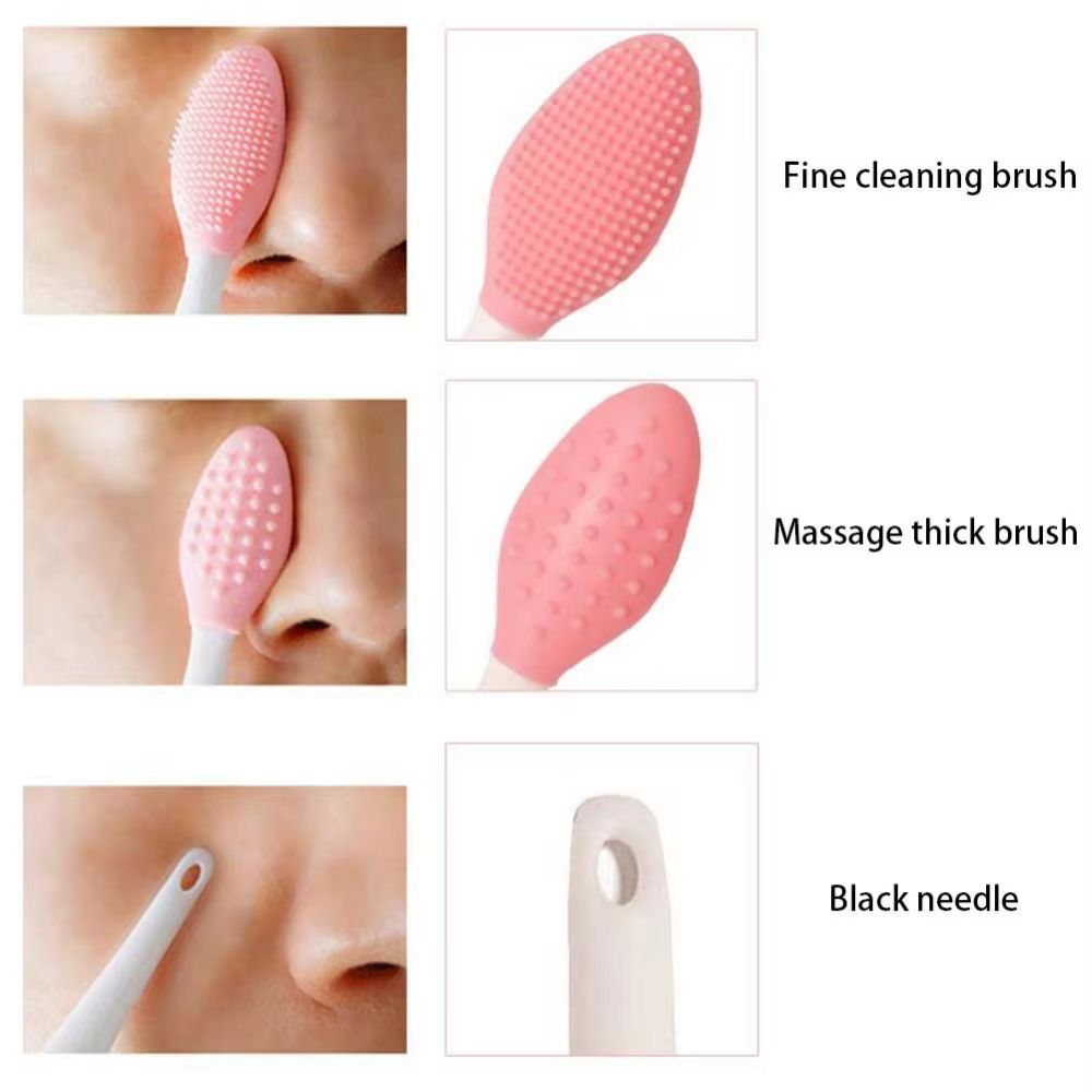 Silicone Face Cleansing Brush With Replacement Heads  Exfoliating Blackhead Removal Tool 3