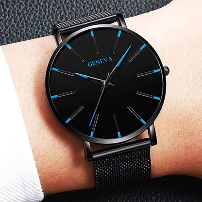 UltraThin Mens Business Watch  Minimalist Quartz Wristwatch With Mesh Band 2