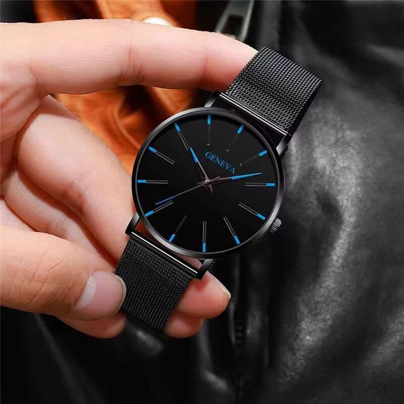 UltraThin Mens Business Watch  Minimalist Quartz Wristwatch With Mesh Band 3