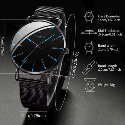UltraThin Mens Business Watch  Minimalist Quartz Wristwatch With Mesh Band 5