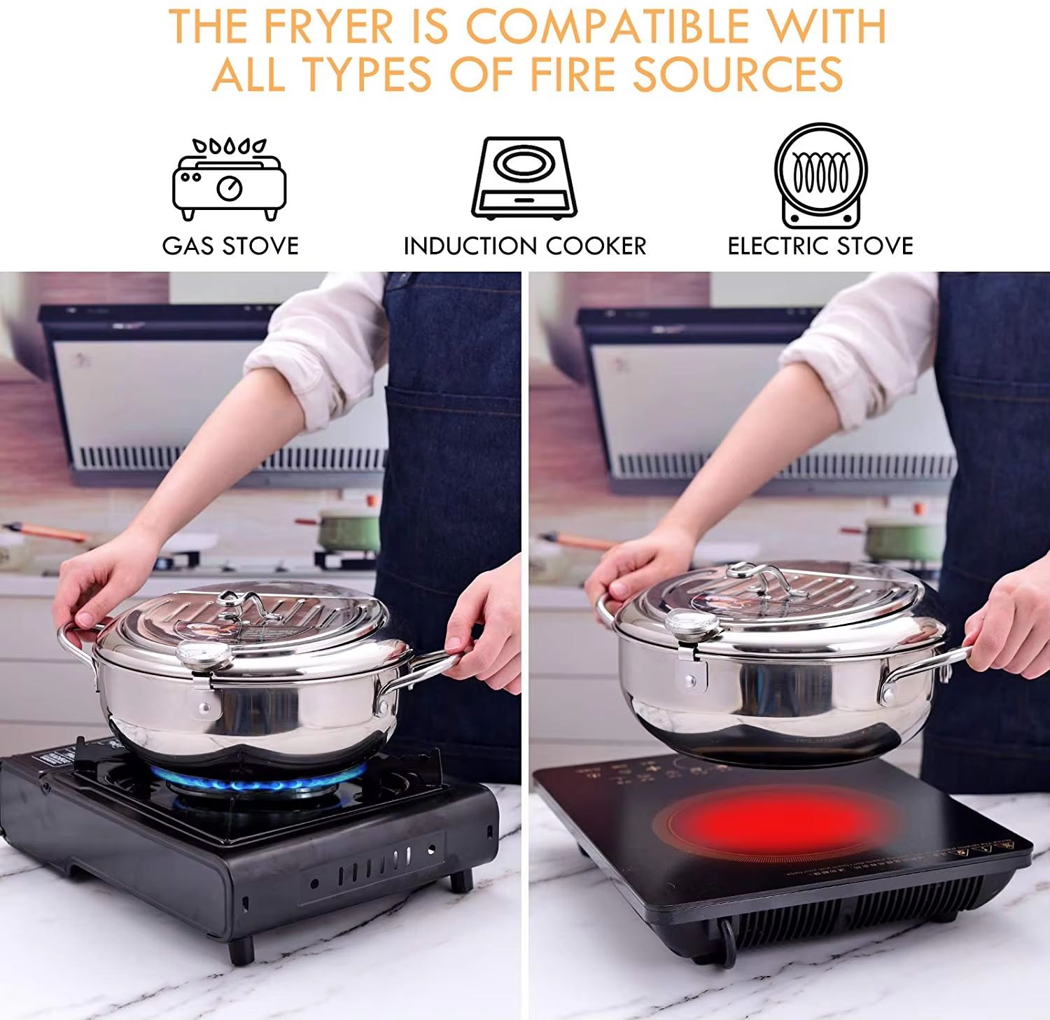 Japanese Stainless Steel Deep Frying Pot With Thermometer  Lid  Tempura Fryer Pan 2024 Cm 2