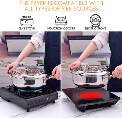 Japanese Stainless Steel Deep Frying Pot With Thermometer  Lid  Tempura Fryer Pan 2024 Cm 2