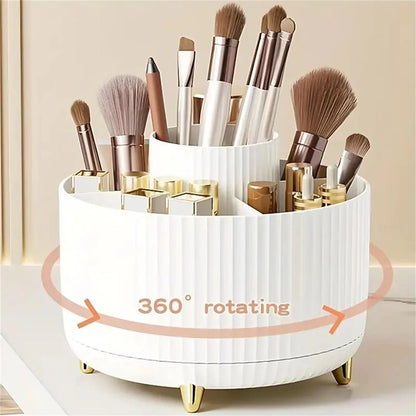 360° Rotating Makeup Organizer – Multi-Functional Cosmetic Storage Holder with 5 Compartments