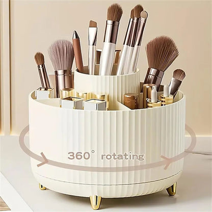 360 Rotating Makeup Organizer  MultiFunctional Cosmetic Storage Holder With 5 Compartments 9