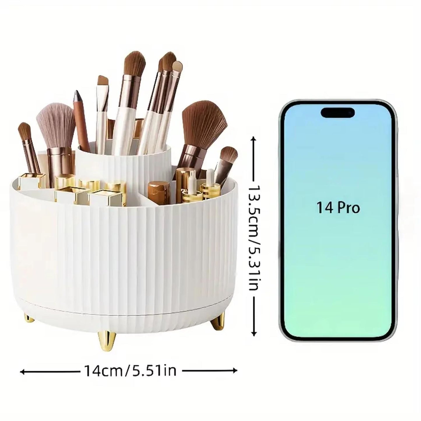 360 Rotating Makeup Organizer  MultiFunctional Cosmetic Storage Holder With 5 Compartments 1