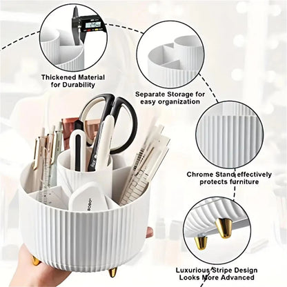 360 Rotating Makeup Organizer  MultiFunctional Cosmetic Storage Holder With 5 Compartments 3