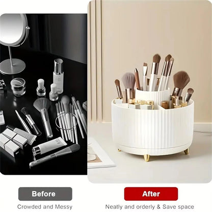 360 Rotating Makeup Organizer  MultiFunctional Cosmetic Storage Holder With 5 Compartments 5