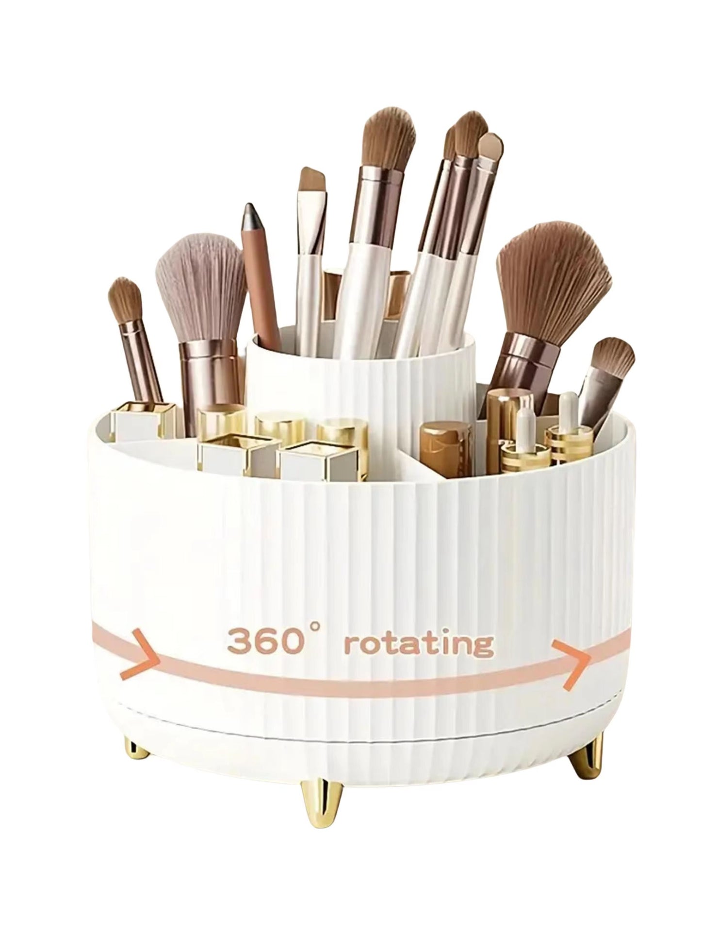 360 Rotating Makeup Organizer  MultiFunctional Cosmetic Storage Holder With 5 Compartments 6