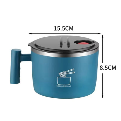 Stainless Steel Instant Noodle Bowl With Lid  Portable Sealed Soup  Drain Bowl 4