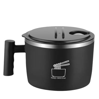 Stainless Steel Instant Noodle Bowl With Lid  Portable Sealed Soup  Drain Bowl 5
