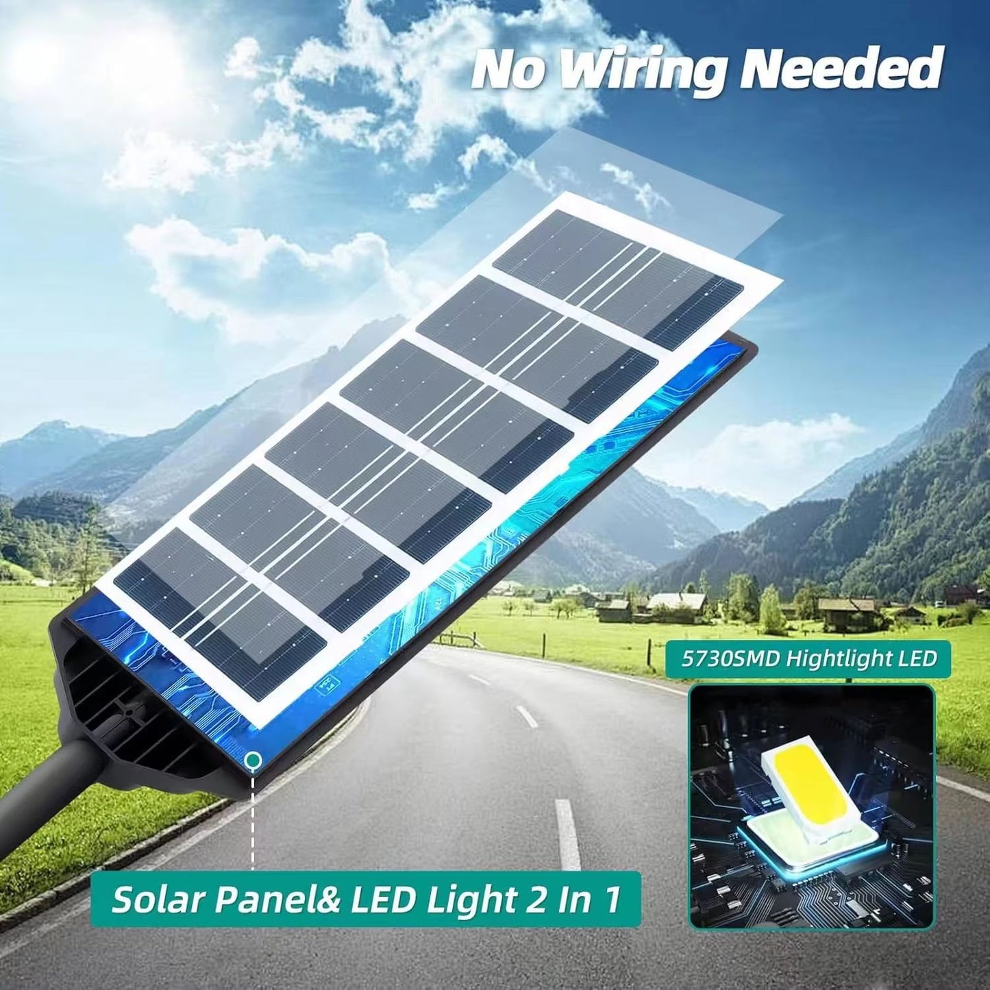 100000LM Solar LED Street Light  Commercial Outdoor Dusk To Dawn Security Lamp Waterproof 4