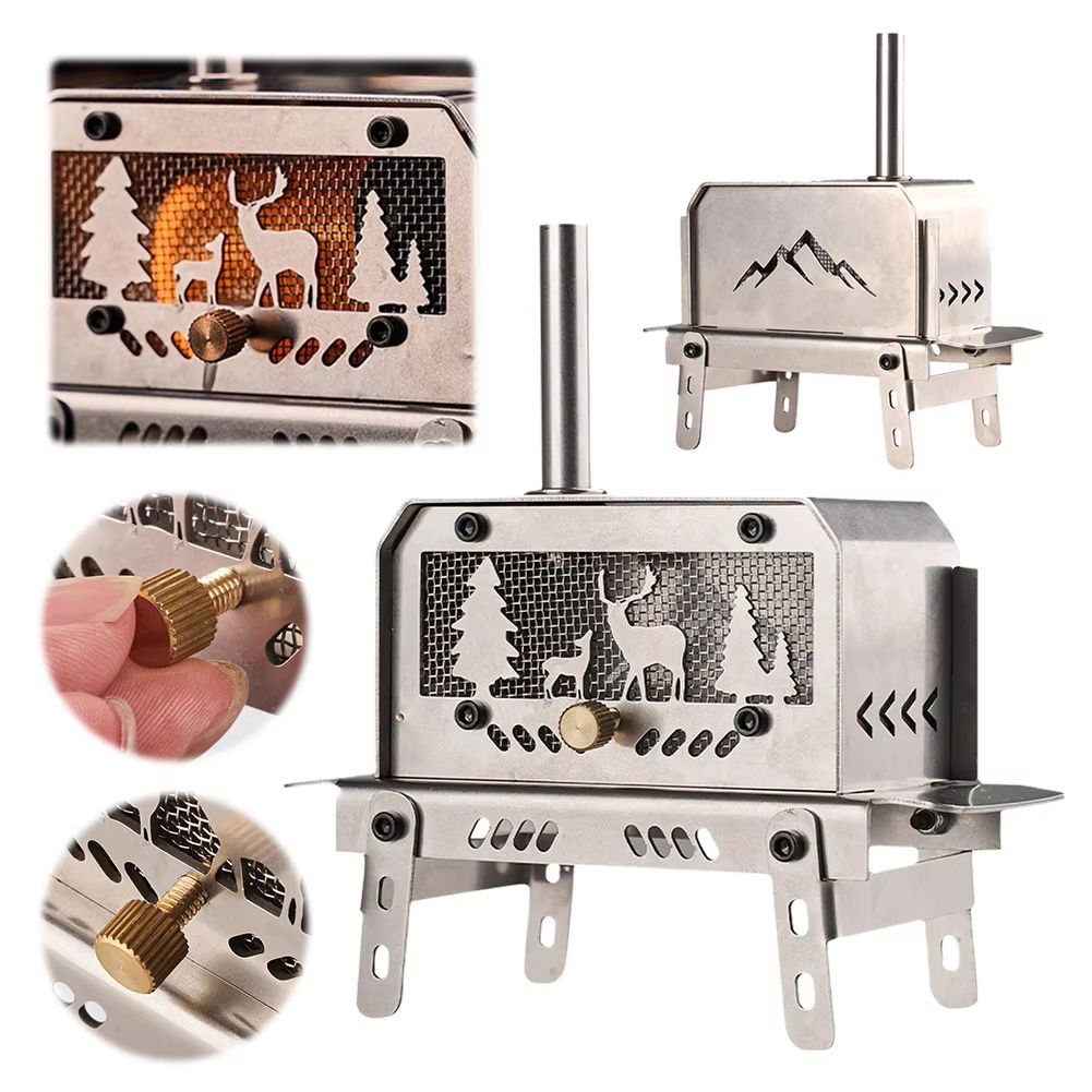 Portable Mini Folding Charcoal Stove  Stainless Steel Outdoor Fire Pit  Camping Wood Burner 1