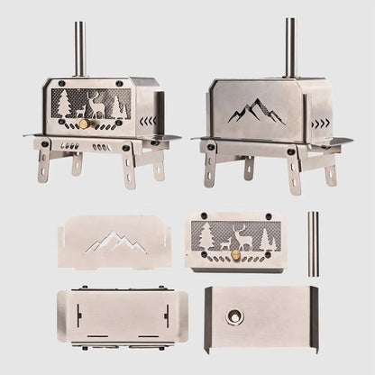 Portable Mini Folding Charcoal Stove  Stainless Steel Outdoor Fire Pit  Camping Wood Burner 3