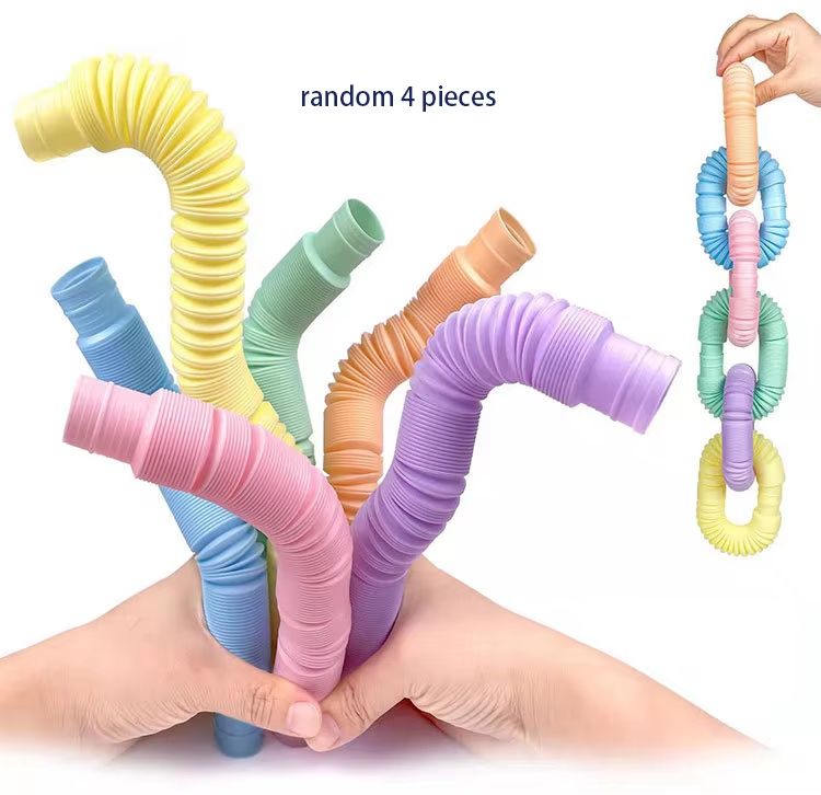 4Pack Mini Pop Tube Sensory Fidget Toys  Colorful Building  Stress Relief For Kids With Autism ADHD 7