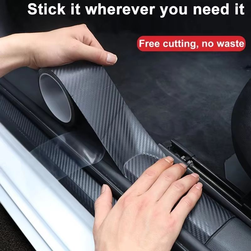 Nano Carbon Fiber Car Protector Strip  AntiScratch Sticker Film For Door Sill Mirrors  DIY Auto Car 2