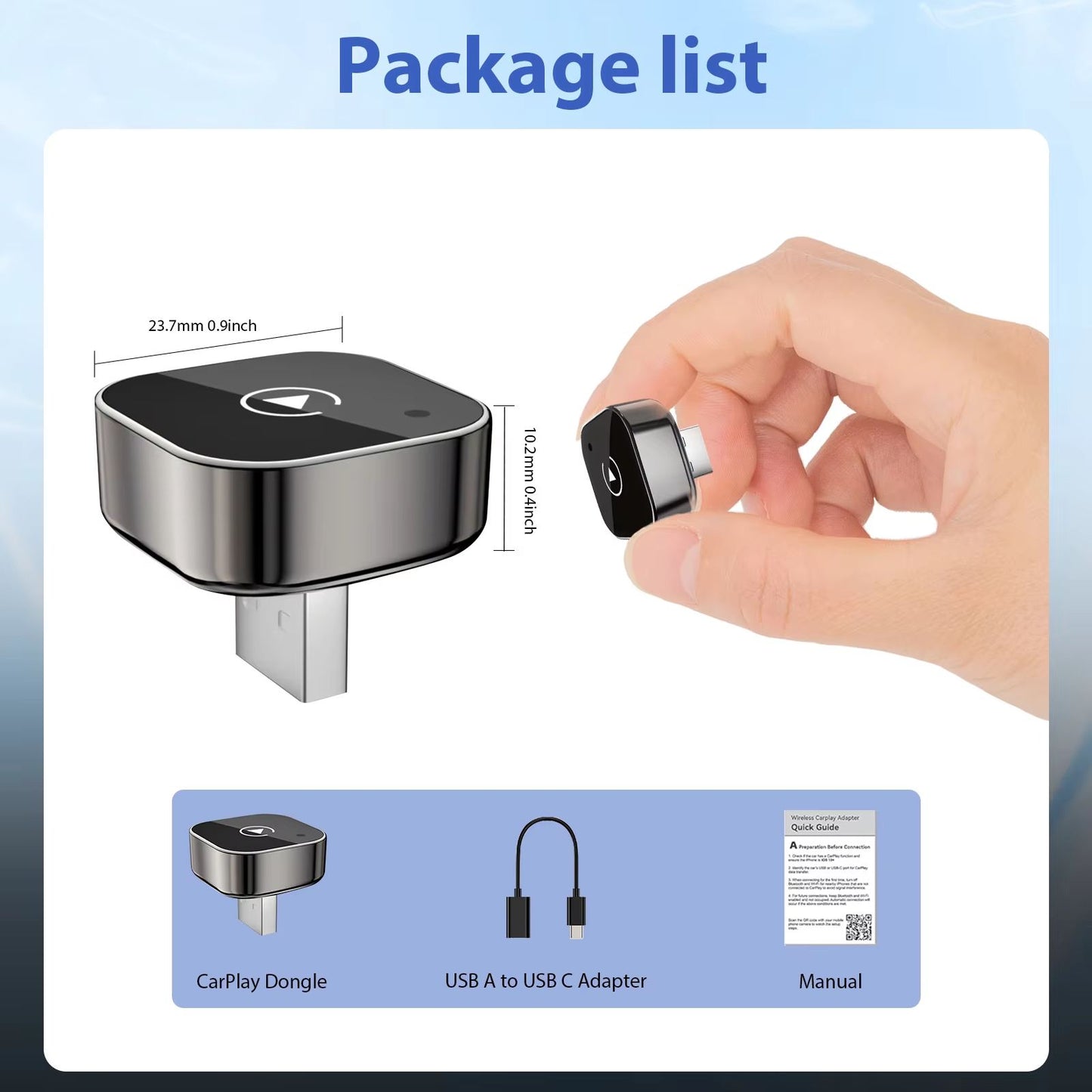 Pionray 2in1 Wireless CarPlay  Android Auto Adapter  5GHz WiFi Plug  Play With USBTypeC 5