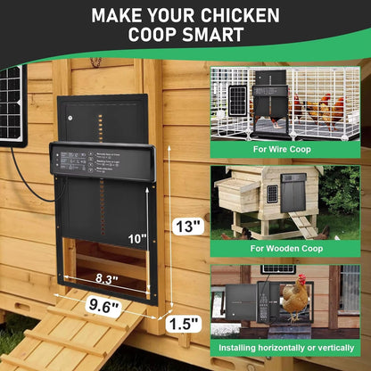 Solar Automatic Chicken Coop Door  Auto Chicken Door With Timer Light Sensor  USB Charging 5