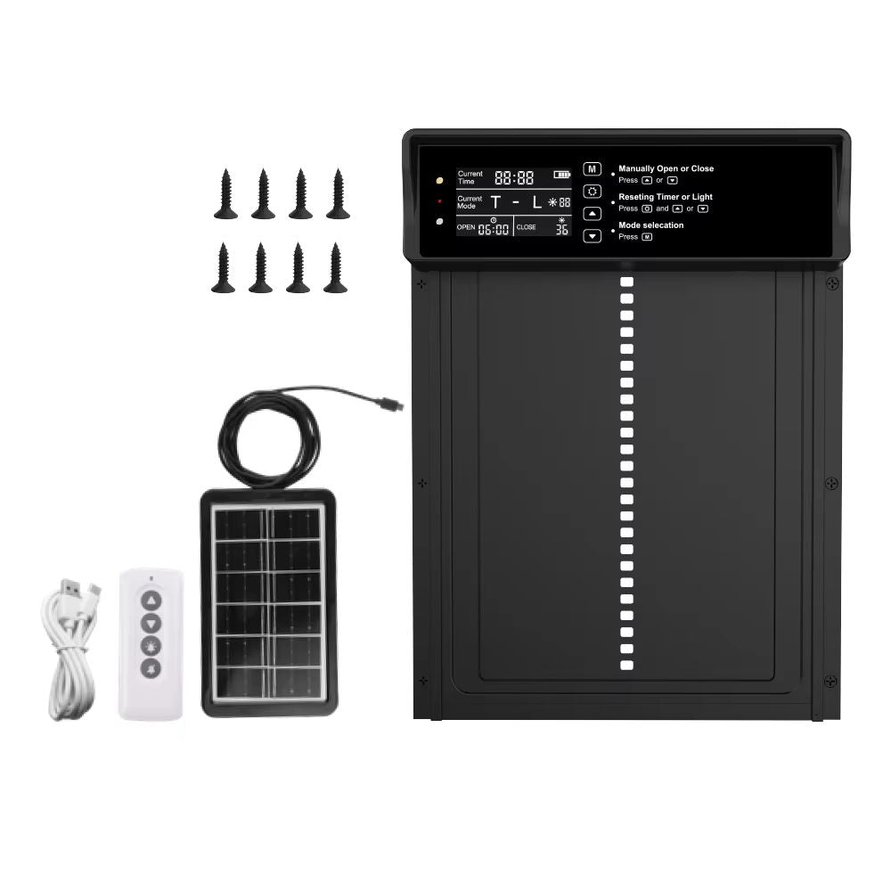Solar Automatic Chicken Coop Door  Auto Chicken Door With Timer Light Sensor  USB Charging 6