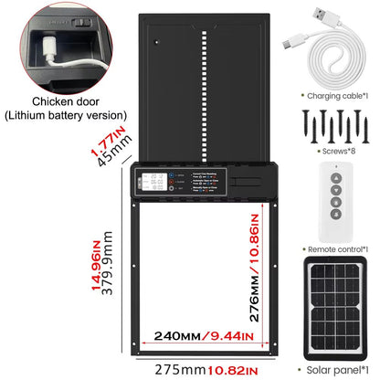 Solar Automatic Chicken Coop Door  Auto Chicken Door With Timer Light Sensor  USB Charging 7